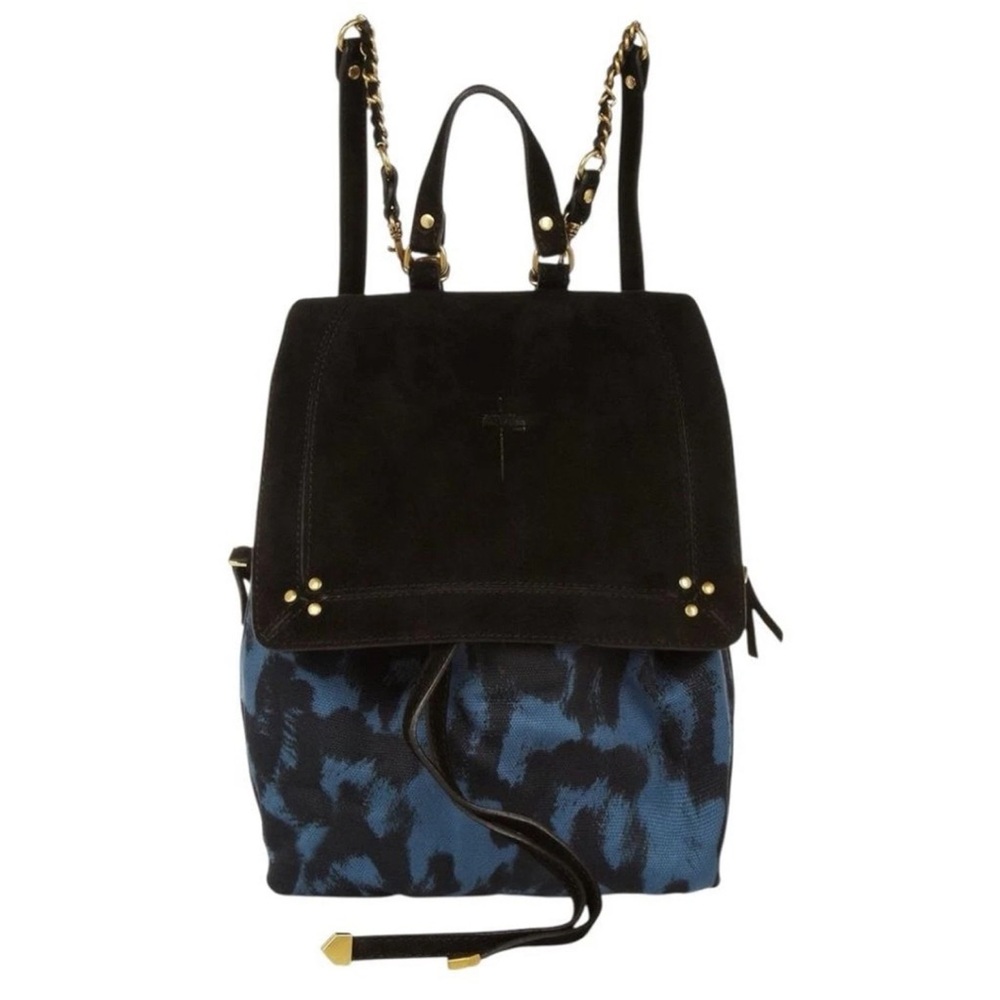 Jerome Dreyfuss Florent Backpack Navy Leopard Print Cotton Mini Backpack *Rare*
